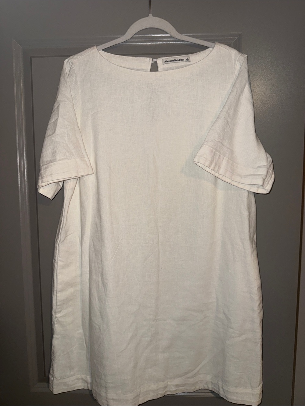 Abercrombie & Fitch Cream Short-Sleeve Linen dress